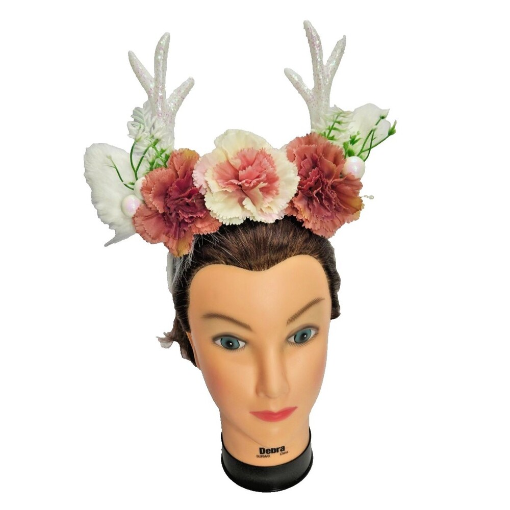Handmade Light-Up Floral Antler Headband LED Deer Antlers Festival Costume NWOT